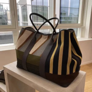 Striped contrasting large tote bag niche high-end women's bag