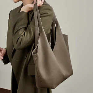 Toptrends Cowhide Genuine Leather Large Soft Tote Bags For Women 2026 Luxury Designer Shopping Hobos Underarm Ladies Handbags