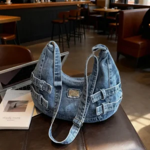 Fashion Large Capacity Denim Bag Women Casual Storage Bag Textured Casual and Versatile Coach Bag