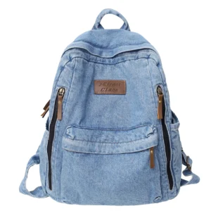 Denim Fashion Backpacks for School Trend Student Jeans Bag Multi Pockets Large Capacity Rucksack Mochila De Escola Feminina 2023